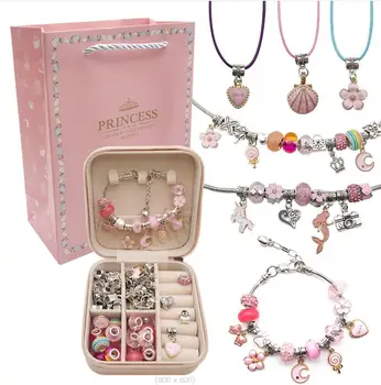Fazer jóias Kit de Pulseira, Colar de Presente de Liga de Contas Conjunto de DIY Brinquedos para Crianças Pulseiras de Presentes de Aniversário para Meninas 2023