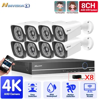 H. 265 8MP 8CH AHD DVR CCTV de Segurança Impermeável Exterior de Sistema de câmeras DVR Kit de 8MP 2T Disco Rígido opcional Xmeye App