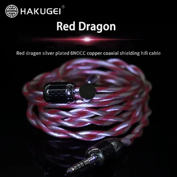 HAKUGEI Dragão Vermelho Banhado a Prata 6NOCC Coaxiais de Cobre Escudo Fone de ouvido Atualização Cabo de 2 pinos de 0,78 mm MMCX para Shure SE215 KXXS
