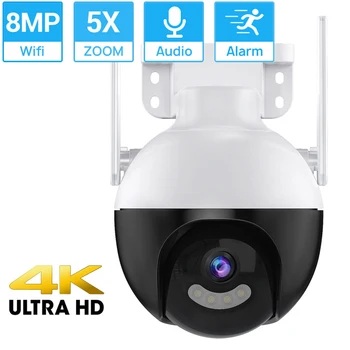 HAMROL 4K de 8MP PTZ IP do WiFi da Cor da Câmera de Visão Noturna AI Humanos, Detecção de Áudio e Vídeo Vigilância ao ar livre de CCTV Câmera de Segurança