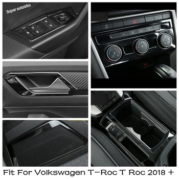 Janela Interruptor Do Painel De Controle Central De Ar Condicionado Tampa De Acabamento Para Volkswagen T-T Roc Roc 2018 - 2021 Preto Escovado Interior