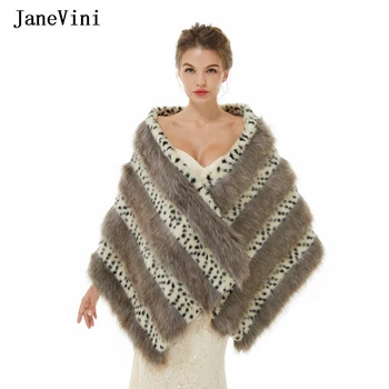 JaneVini 2022 Nova Moda De Estampa De Leopardo De Inverno Bolero De Peles De Envoltório Do Xale Macio De Noiva Cabo De Casamento Casaco Capa Abrigo Noiva Boda