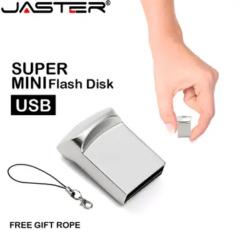 JASTER Super Mini USB Flash Drives de 64GB Livre-Chave da Cadeia de um Stick de Memória de 32GB de Capacidade Real Pen Drive 16GB Preto à Prova de Água Pendrive