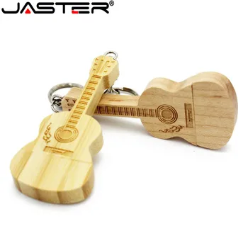 JASTER USB2.0 real capacidade de madeira de bambu guitarra pendrive 16GB 32GB 64GB de madeira Natural modelo de Guitarra de um stick de memória livre logotipo personalizado