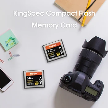 KingSpec Cartão Compact Flash CF Cartão de 64 GB, 128 GB Cartão de Memória Flash, Cartão de 135MB/s para Cartão de Memória Full HD 3D 4K Câmara de Vídeo