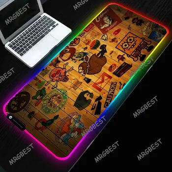 LED RGB Gaming Mouse Pad XL Populares Ícones Brilhantes Coloridos Cabo USB Grande Mouse Gamer-almofada Non-slip Secretária Tapete para o Portátil Mouses Pad