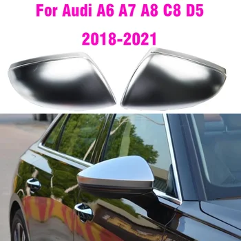 LHD Espelho Retrovisor capas Para o Novo Audi A6 C8 A7 A8 D5 2018 2019 Fosco Prata Auto Espelho do Lado da Tampa de Substituição