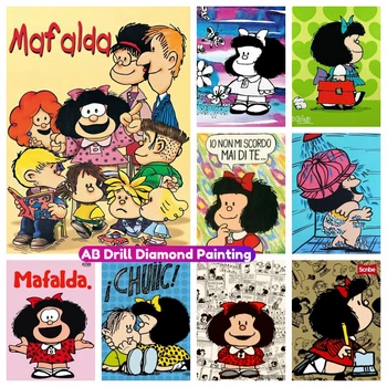 Mafalda Clássico dos desenhos animados Bonitos AB Diamante Pintura Strass Arte do Ponto de Cruz, Kit de Mosaico, Bordados 5D Artesanato Decoração