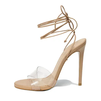 Moraima Scn Novas Mulheres Elegantes Sapatos de Verão, de PVC, Sapatos Preto Sólido de Damasco Pulseira de Tornozelo Roma Estilo Sexy Lady Sandálias Sapatos