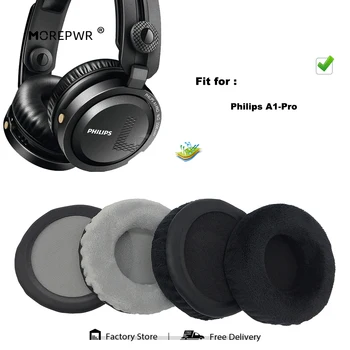 Morepwr Nova Atualização de Substituição de Protecções para a Philips A1-Pro Fone de ouvido Peças de Couro Almofada de Veludo Earmuff Manga Tampa