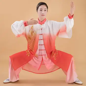 Mulheres Macio Ginástica, Tai Chi Terno Feminino De Kung Fu Wushu Artes Marciais Desempenho Uniforme De Jaqueta Calças Oriental Roupas Exercício