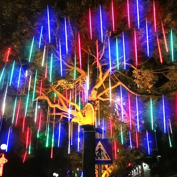 Natal chuva de Meteoros da corda LED Luzes do Feriado de Iluminação para o Interior para o Exterior de Decoração de Jardim Decorações do Partido Gota de Chuva Caindo