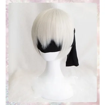 NieR:Autômatos 9S Prata Branco peruca YoRHa Nº 9, Modelo S Homens Anime Cosplay peruca