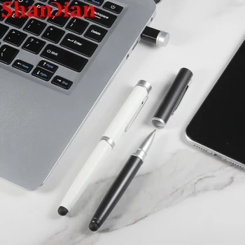 Nova Unidade Flash USB Caneta Touch Screen Dispositivos de Armazenamento de Metal Branco Memory Stick Negócios Criativos Presente Pen Drive 64GB 32GB 16GB
