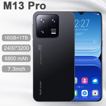 Novos Telefones M13 PRO 7.3 HD Tela do SmartPhone Original 5G 4G Dual Sim Celulares Android 13 Desbloqueado 108MP 6800mAh Telefone Celular