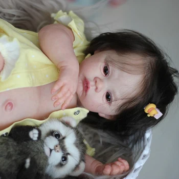 NPK 19inch de corpo Inteiro Reborn Baby Doll Prado Bebê Recém-nascido Tamanho de Imagem Real feitas à Mão-raiz do Cabelo Visível Veias