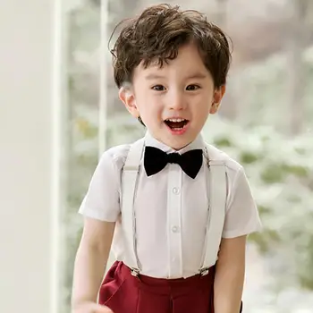 O coreano Roupas para Crianças T-Shirts De 2023 Outono Bebê Meninos Blusa Branca Shirt Kids Menino Fomal Parte Superior Roupas de Bebês de Aniversário
