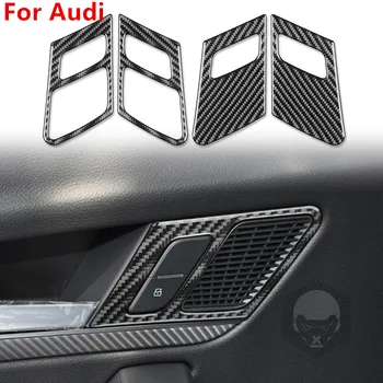 Para a Audi Q5L 2018-2023 da Porta Interior Botão do Interruptor do Painel Adesivo de Fibra de Carbono Guarnição Adesivo Audi Interior Modificação