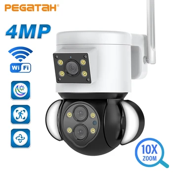 PEGATAH 4MP wi-FI Câmera de Vigilância PTZ ao ar livre de Segurança Auto controle de Cam Smart Projector Zoom de 10X de duas Lentes, Câmeras IP