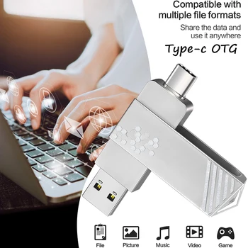 Pendrive 128GB 64GB 32GB USB de Alta Velocidade do Flash do Disco de Metal do Carro de USB Flash Disk Criativo Metal Prata