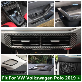 Pilar Palestrante / Shift de Engrenagem da Caixa de / Luzes / Elevador de Vidro do Painel do Interruptor da Tampa de acabamento Para VW Polo 2019 - 2023 Fibra de Carbono Acessórios