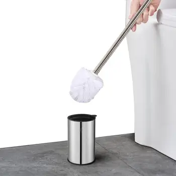 Plástico Escova De Vaso Sanitário Com Punho De Aço Inoxidável Cerdas Macias Ferramentas De Limpeza Para Casa De Banho