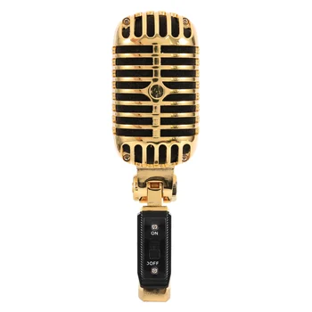 Profissional com Fio Vintage Clássico Microfone Dynamic Vocal Microfone Microfone para Performance ao Vivo e Karaoke(Ouro)