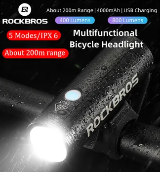 ROCKBROS Bicicleta NOVA Luz à prova de chuva USB LED Recarregável 4000mAh MTB Mountain Frente do Farol de Alumínio ultra-leve Lanterna de Luz
