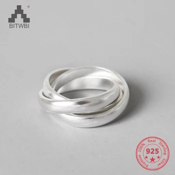 S990 De Anéis De Prata Esterlina Para As Mulheres De Alta Qualidade, Fosco Três Círculos De Anéis De Prata Jewelry