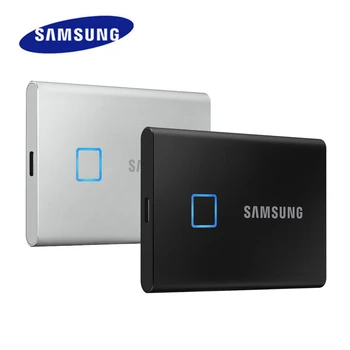 SAMSUNG Portátil SSD T7 Toque USB 3.2 1TB, 2TB do Tipo-C Externo de Estado Sólido de Disco Rígido Unidade de impressões digitais desbloquear a criptografia de 1050MB/s