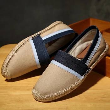 Sandálias para Homens 2023 Verão Nova Roupa masculina Casual Sapatos Artesanais de Tecelagem Pescador Sapatos da Moda Flats Plus Size