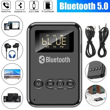 Sem fio Bluetooth 5.0 Receptor Transmissor LED Display Digital Adaptador de 3,5 MM AUX MP3 TF APARELHAGEM hi-fi Adaptador de Áudio Para Casa de Carro alto-Falante