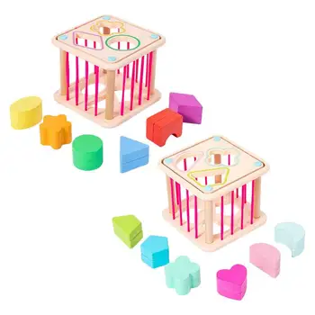 Sensorial Bin Cubo De Forma Classificador De Aprendizagem Cubo Para A Criança A Atividade Sensorial Cubo Bin Arco-Íris Montessori Brinquedo De Madeira De Aprendizagem Da Criança