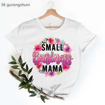 Small business MAMA Letra Imprimir T-Shirt das Mulheres Roupas De 2022 Super Mom a Vida Tshirt Femme Branco de Manga Curta T-Shirt Femal