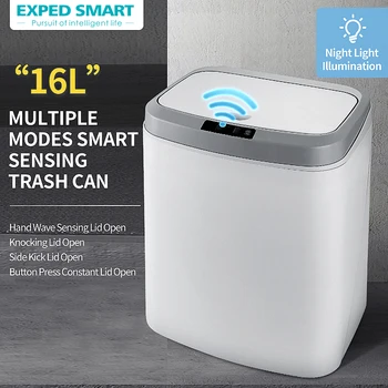 Smart Lixo 16/13/9L casa de Banho lata de Lixo com Tampa Impermeável Sensor de Movimento Plástico cesto de Lixo para o Quarto Cozinha Escritório