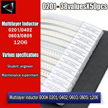 SMD Cerâmico Multilayer Indutor Kit 0201 38values X 50pcs Chip Indutância Sortidas Exemplo de Livro