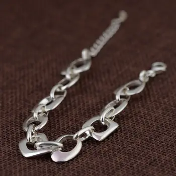 Sólida Prata 925 Esterlina de 13mm Link Único Bracelete Para as Mulheres 6.88 polegadas+1.96 polegadas