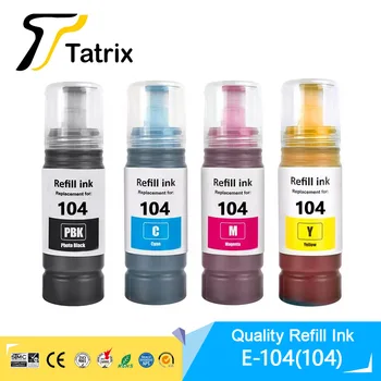 Tatrix 104 Premium Cor Compatível em Massa de Garrafa de Água, Base de Recarga de Tinta Para Epson ECOTANK ET-2710 ET-2720 ET-4700 Impressora