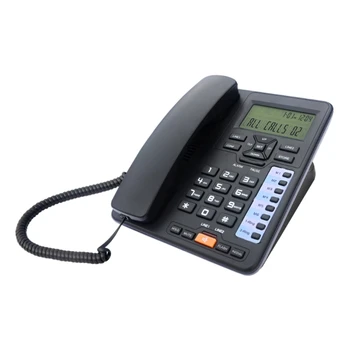 TC6400 Telefone do Escritório Fixo, Telefone Fixo LCD de 2 linhas Retroiluminado Apresentar Número de Armazenamento do Telefone/Base Ampla de Exibição
