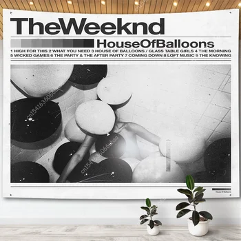 The Weeknd Álbum de Música Cartazes Casa de Balões de Tapeçaria, Decoração de Sala de estar Estética Hippie Tapeçarias, Tapetes de Decoração para Casa