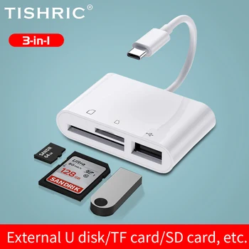 TISHRIC 3 Em 1 Leitor de Cartão USB C-Tipo C Para TF SD USB Smart Leitor de Cartão de Memória Flash da Unidade do Cartão Adaptador Para Macbook-Tipo C Porto