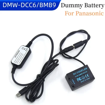 USB C Cabo de Alimentação+BMB9 Fictício Bateria DCC6 Acoplador DC para Lumix DMC-FZ45K FZ47K FZ48K FZ60 FZ70 FZ72 FZ100K FZ150K Câmara