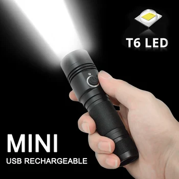 USB Recarregável Lanterna LED de Alta Lumens XML T6 LED 3000mAh Impermeável Caminhadas, Camping luz ao ar livre Lanterna elétrica da Tocha