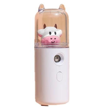 Vaca Umidificador Feminino Maquiagem de Reposição de Água de Instrumento Portátil USB Mulheres Perfume Álcool Nano Pulverizador Branco