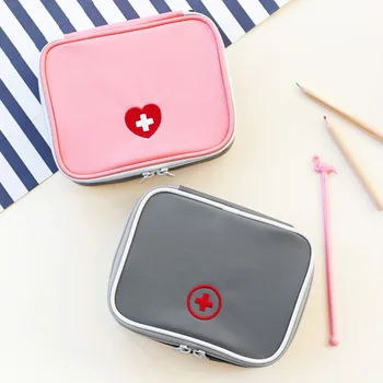 Vazio Kits Médicos Exterior Kit de Primeiros Socorros Saco para a Viagem Portátil Mini Rosa Médico Caso Comprimidos Curativos Saco de Armazenamento do Kit de Emergência