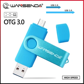 Wansenda USB 3.0 USB Flash Drive Pen Drive de 8GB 16GB 32GB 64GB 128GB de 256GB OTG Alta Velocidade Pendrive para PC/Android com Micro USB